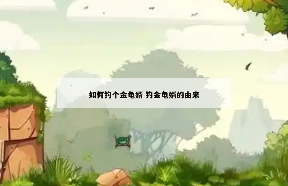 如何钓个金龟婿 钓金龟婿的由来