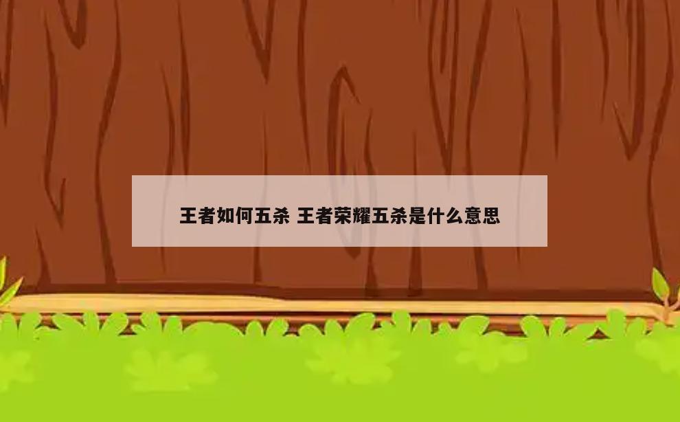 王者如何五杀 王者荣耀五杀是什么意思